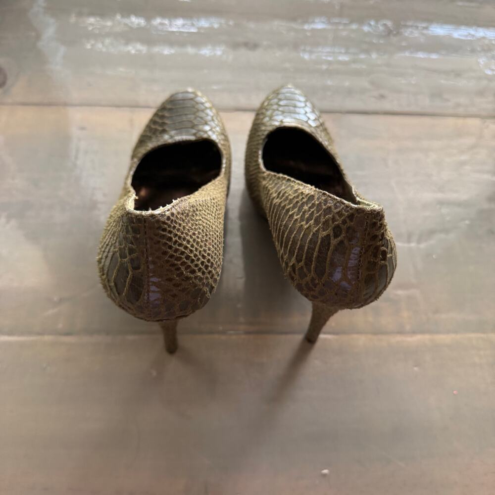 Shoedazzle Green Marisol Snakeskin Heels Sz 9 - Picture 6 of 12